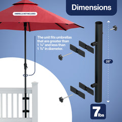 LOVE YOUR DECK Patio Umbrella Holder mounted on deck railing