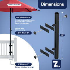 LOVE YOUR DECK Umbrella Holder installed on a deck railing