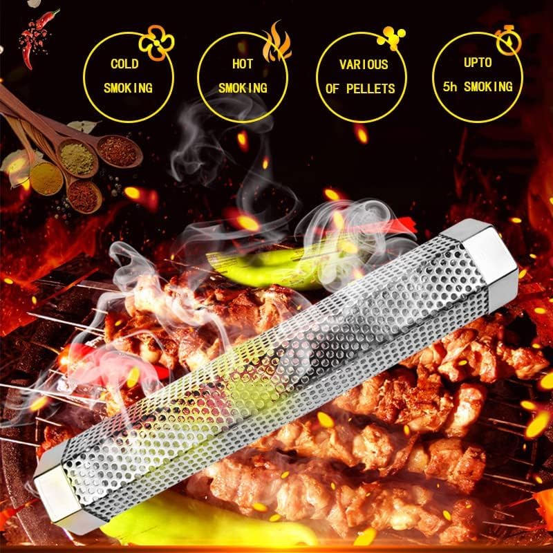 LOVEERCT smoke tube in use on a charcoal grill