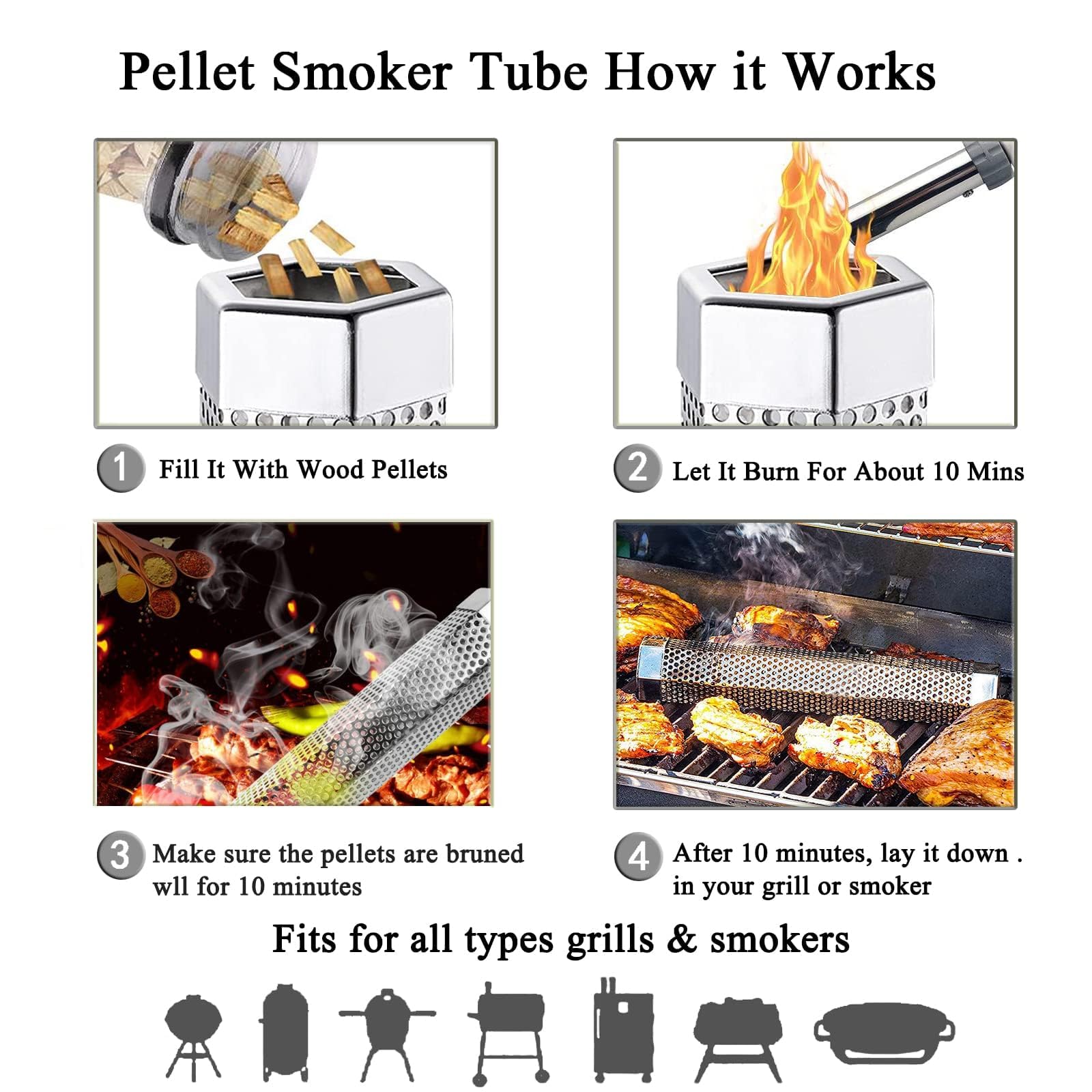 LOVEERCT smoke tube with wood pellets inside