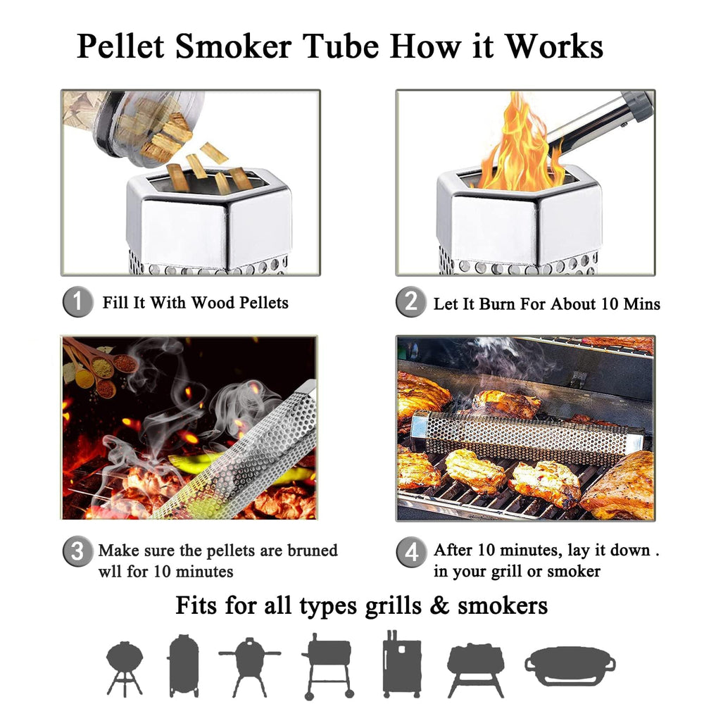 LOVEERCT smoke tube with wood pellets inside