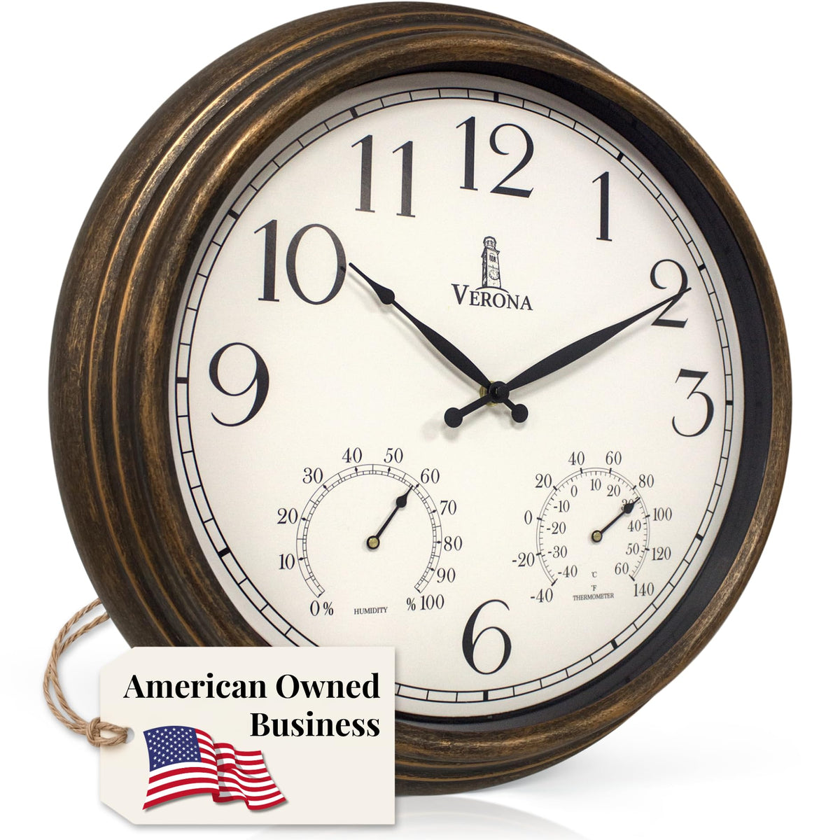 Lovely Home Essentials 18-inch bronze outdoor patio clock front view
