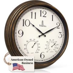 Lovely Home Essentials 18-inch bronze outdoor patio clock front view