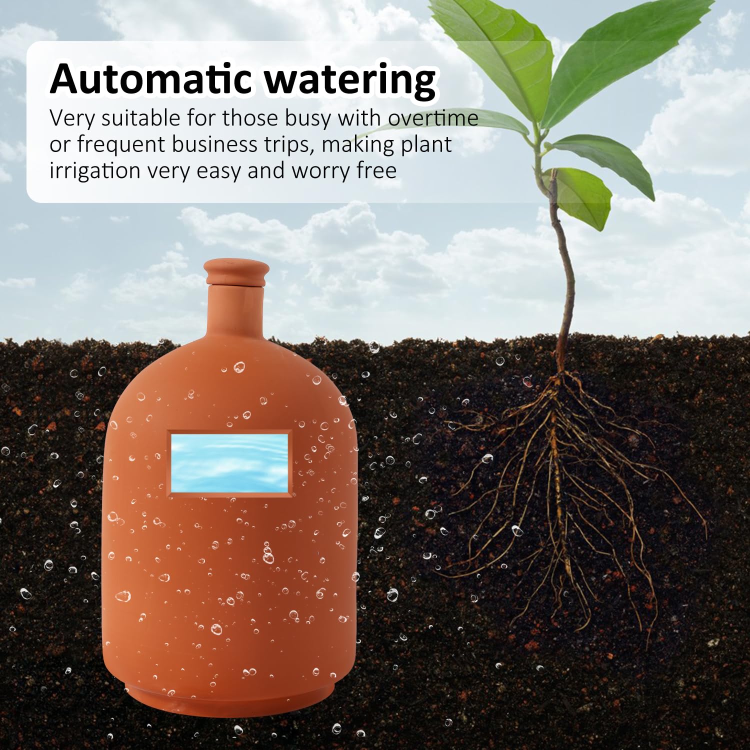 Lovely Ran Terracotta Watering Pot in garden soil