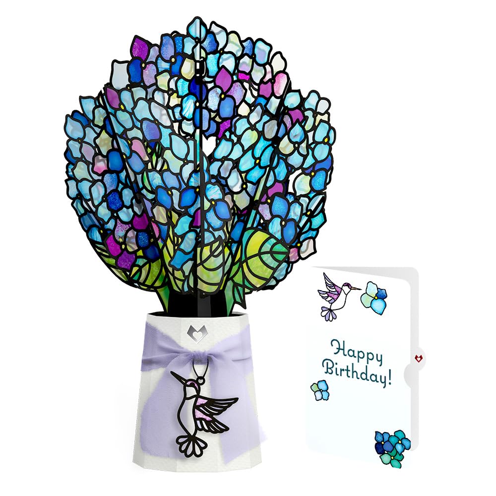 Lovepop Sunlit Hydrangeas Suncatcher Bouquet front view