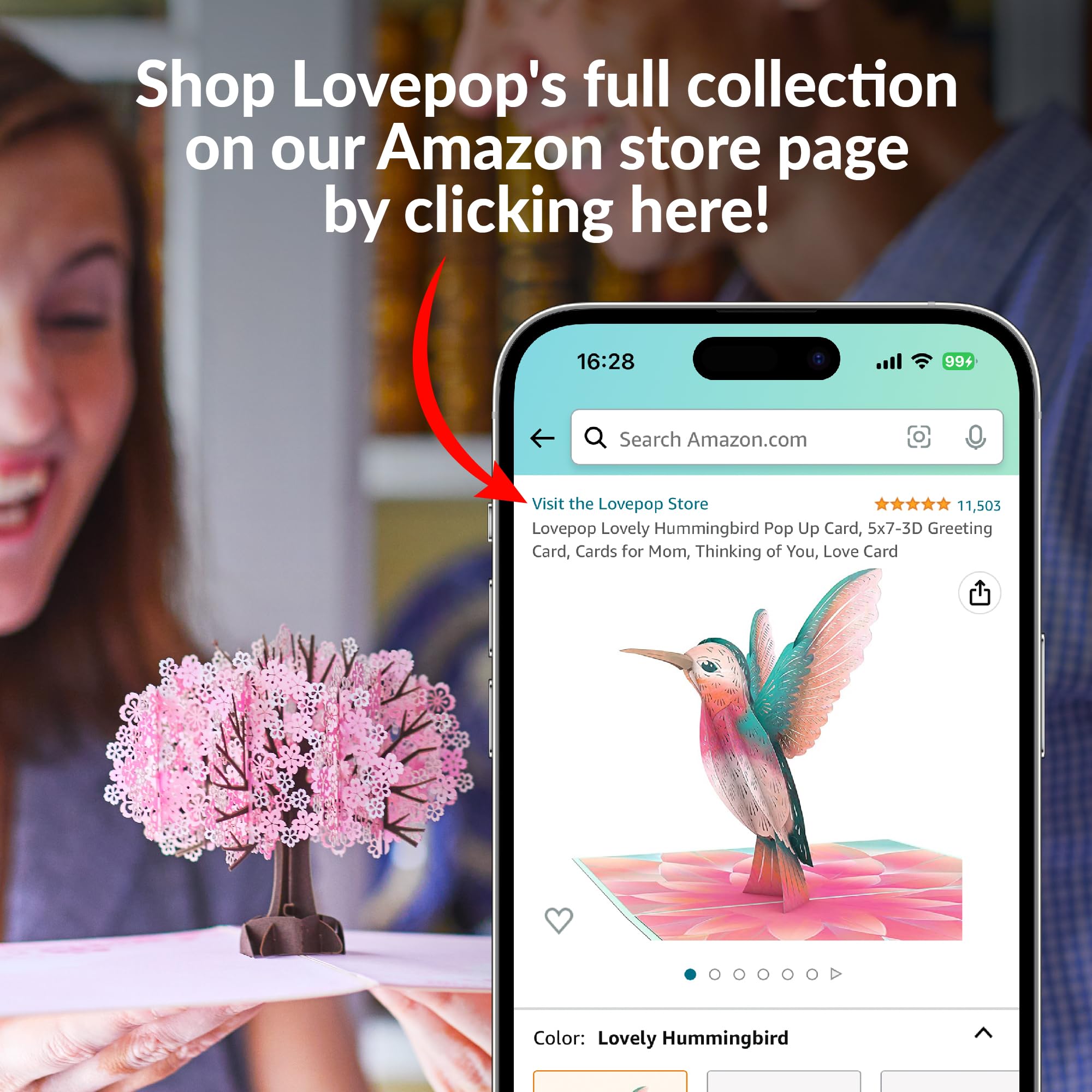 Lovepop Sunlit Hydrangeas Suncatcher Bouquet with mailable envelope