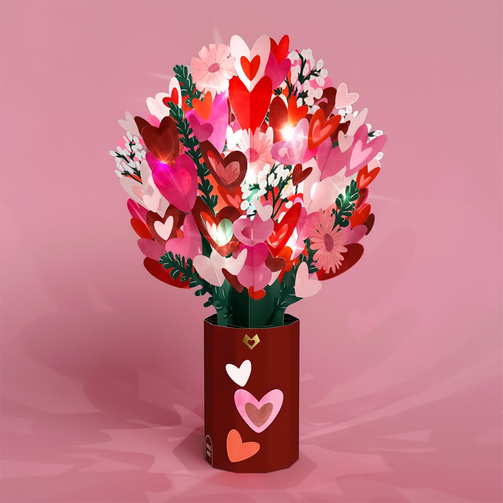 Lovepop Whimsical Hearts Light-Up Bouquet front view