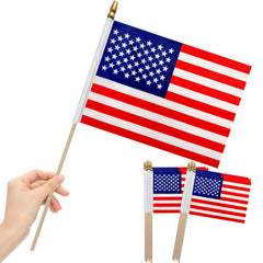 LoveVC 12Pcs Mini USA Flags on Stick, front view