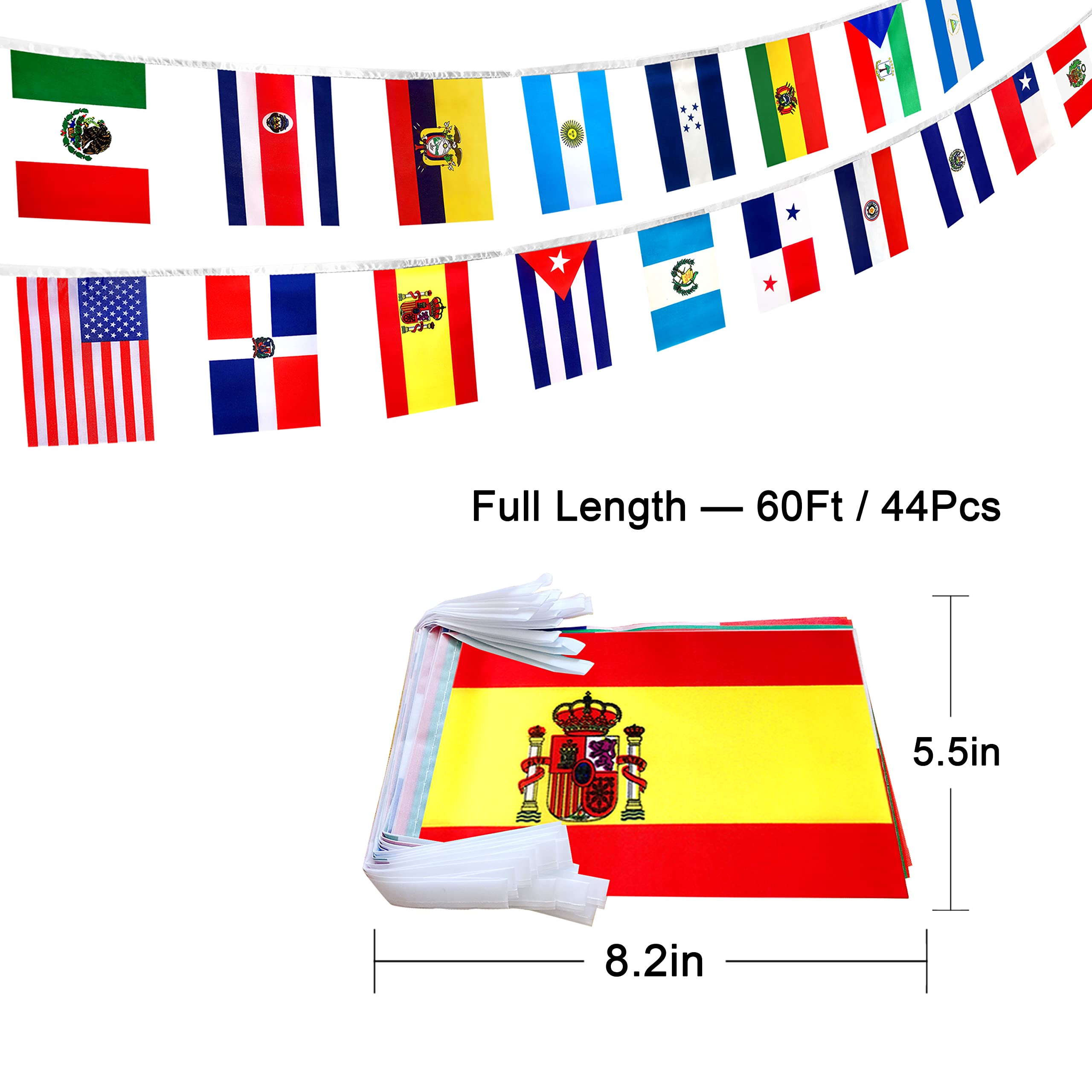 LoveVC Spanish Flags hanging outdoors on a fence