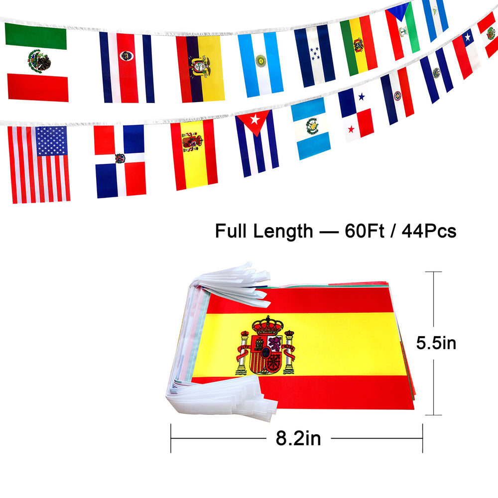 LoveVC Spanish Flags hanging outdoors on a fence