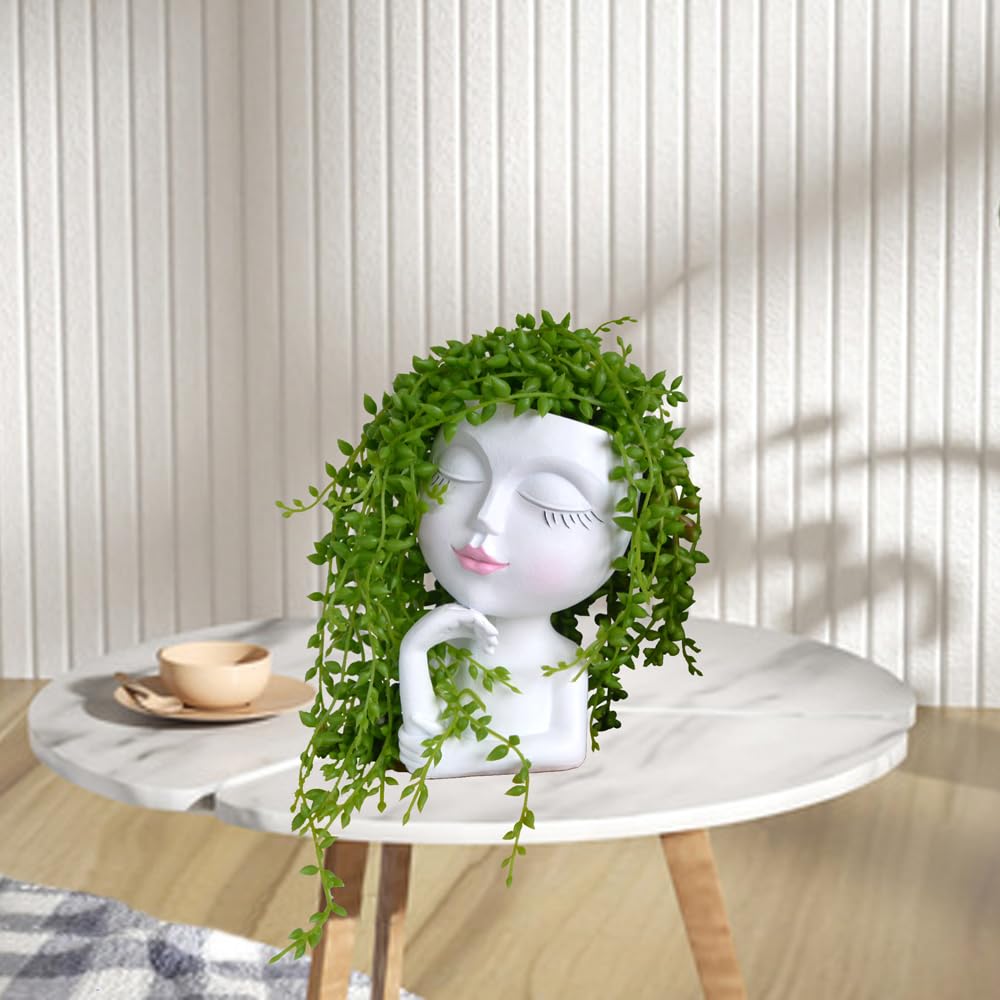 LovTocTic Thinking Face Planter on a windowsill with light
