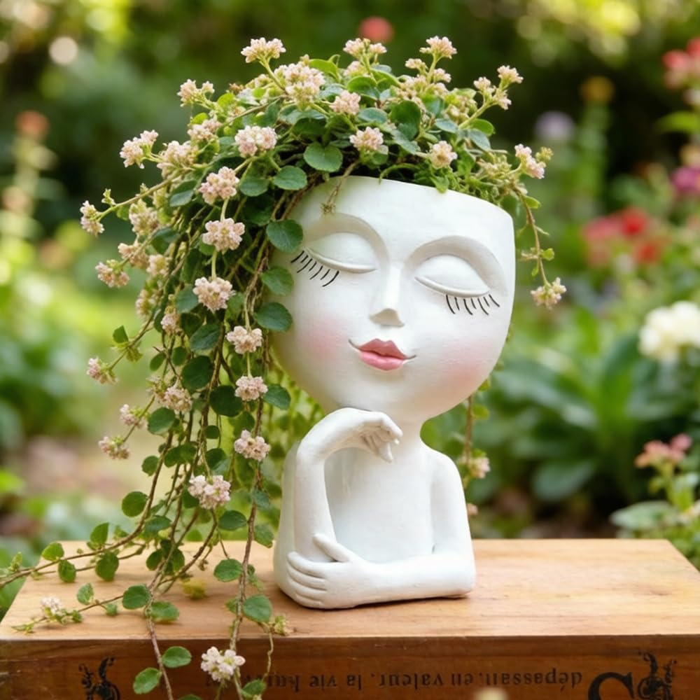 LovTocTic Thinking Face Planter placed on a side table