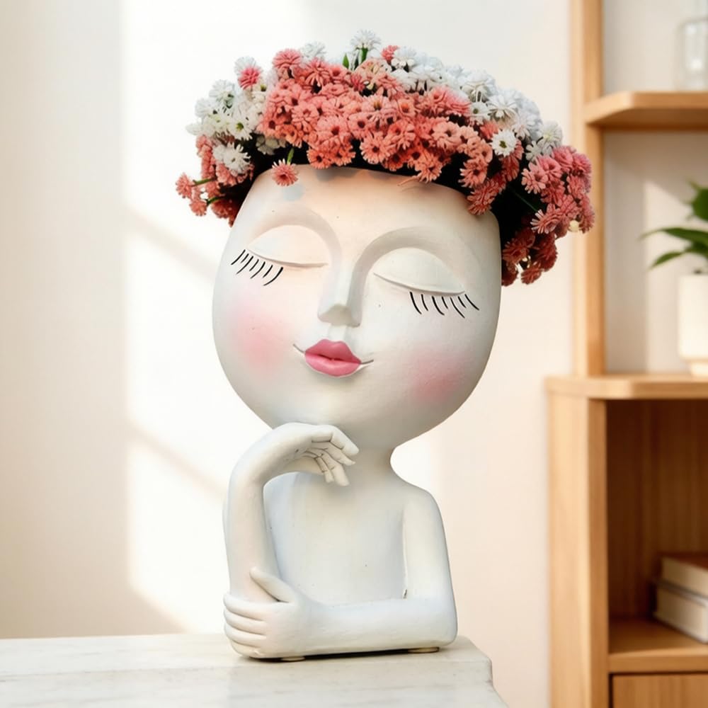 LovTocTic Thinking Face Planter with a succulent plant