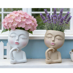 LovTocTic Thinking Face Planter with artificial plant inside