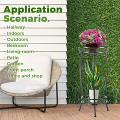 LOYAL TIGER Plant Stand in outdoor setting with flowers