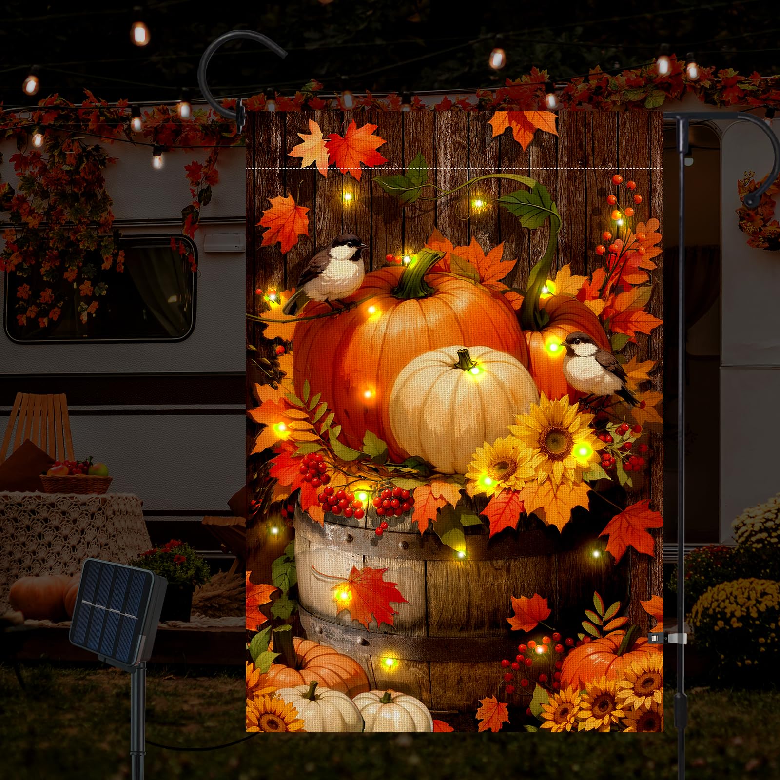LPREUTWN Lighted Pumpkin Garden Flag with flag clip included