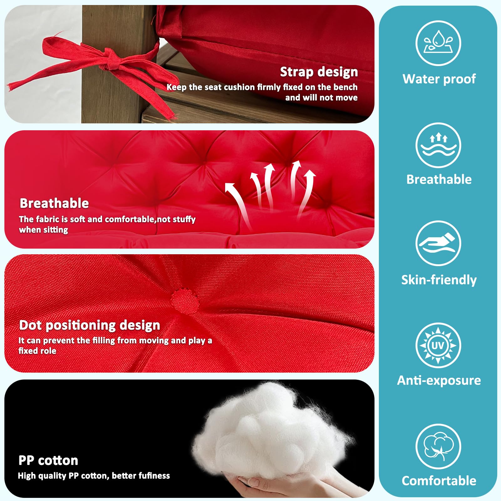 LQQSDPJ cushion showing ties for secure attachment