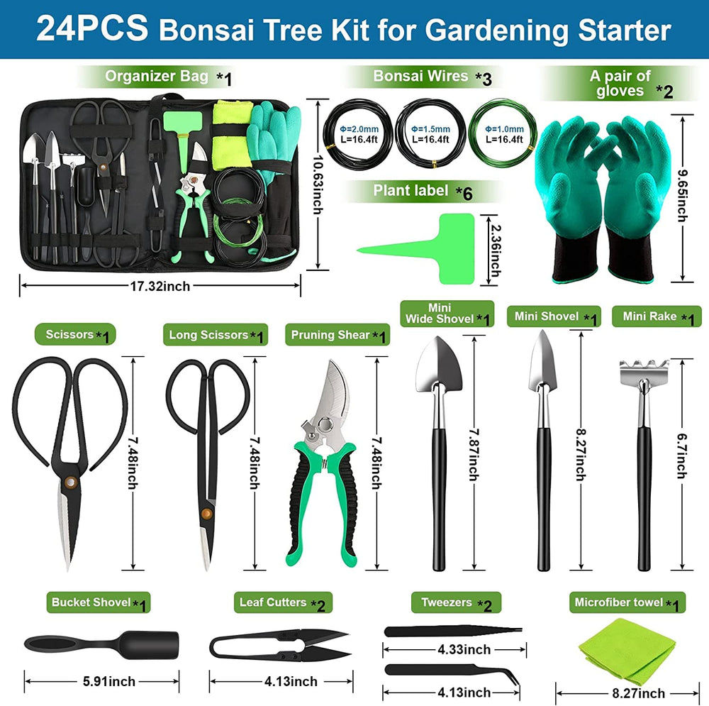 LQTTEK Bonsai Tools set neatly stored in nylon bag