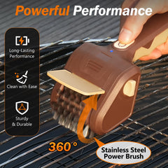 Lrly Electric Grill Brush in use on a gas grill