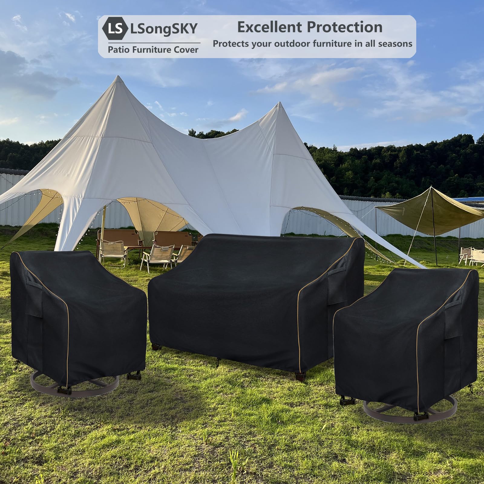 LSongSKY chair cover secured on patio chair