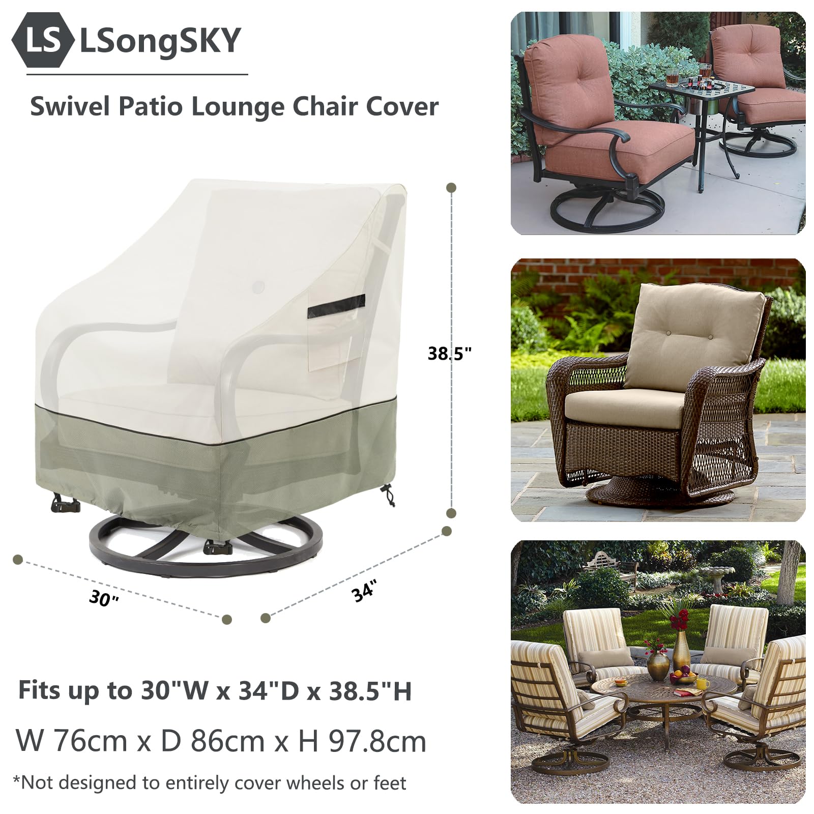 LSongSKY chair cover with attachment straps over the legs