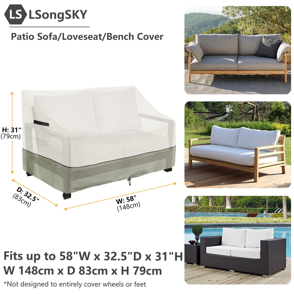 LSongSKY Loveseat Cover showing attachment straps