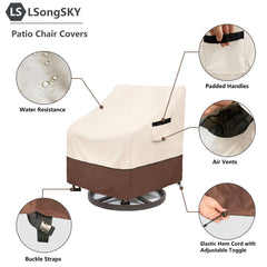 LSongSKY Outdoor Swivel Chair Cover displayed on a patio chair