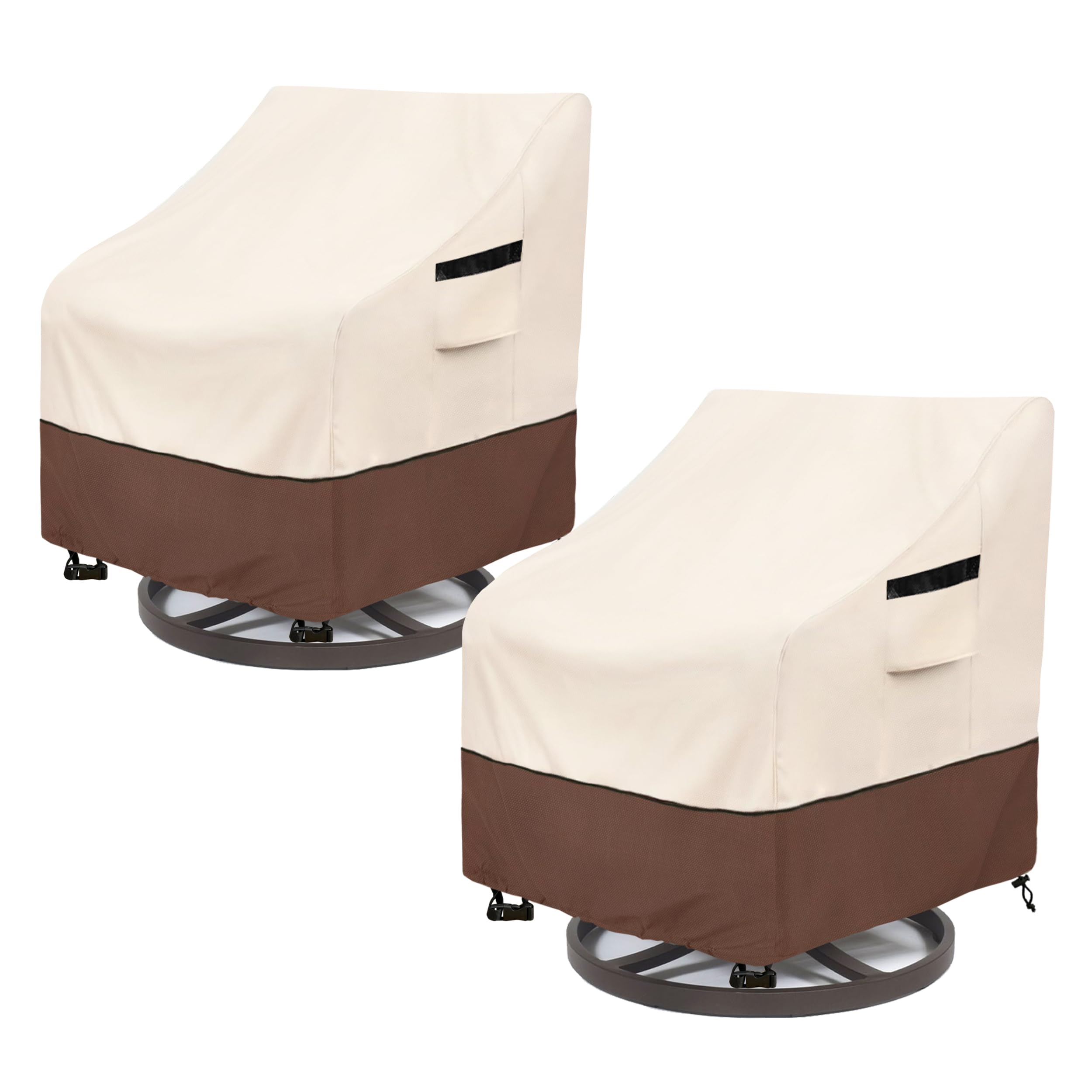 LSongSKY Outdoor Swivel Chair Cover front view in beige and brown