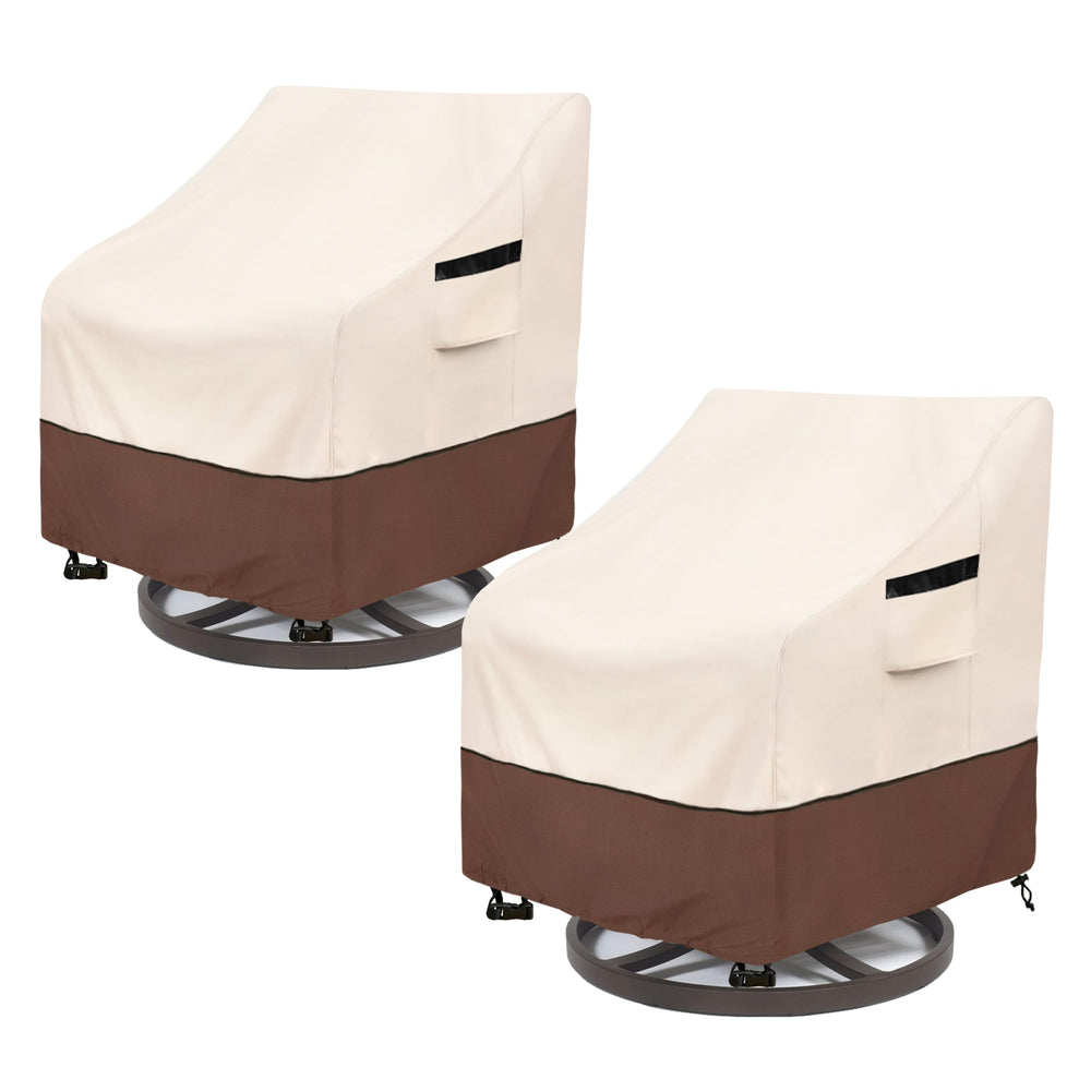 LSongSKY Outdoor Swivel Chair Cover front view in beige and brown