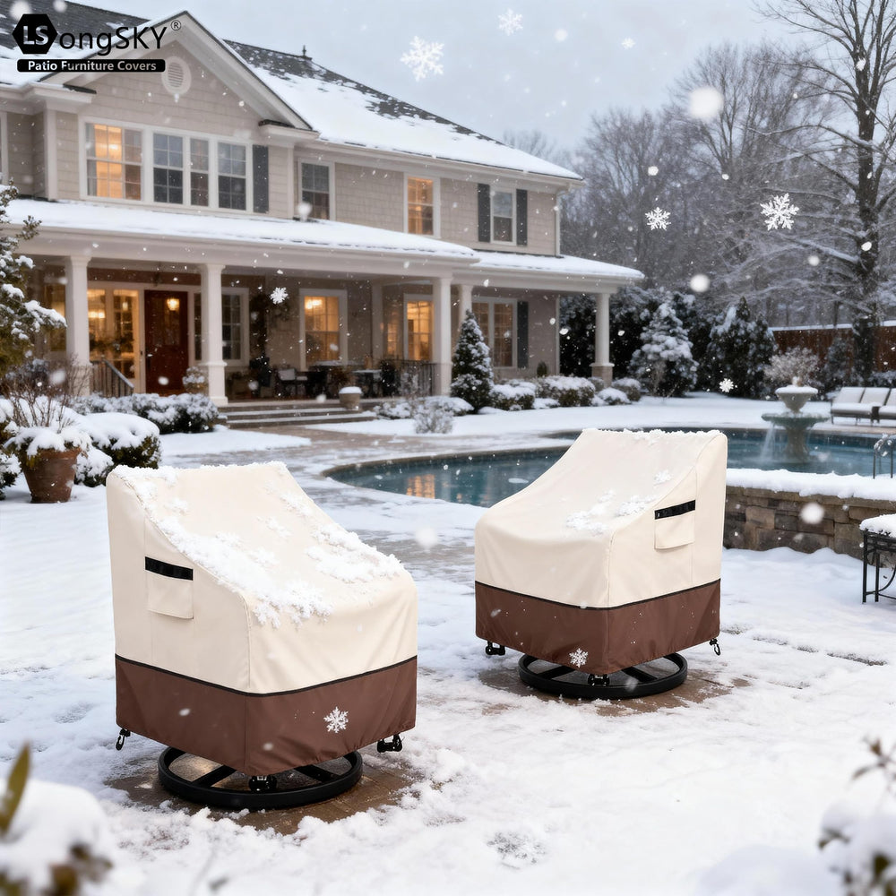 LSongSKY Outdoor Swivel Chair Cover showing waterproof material