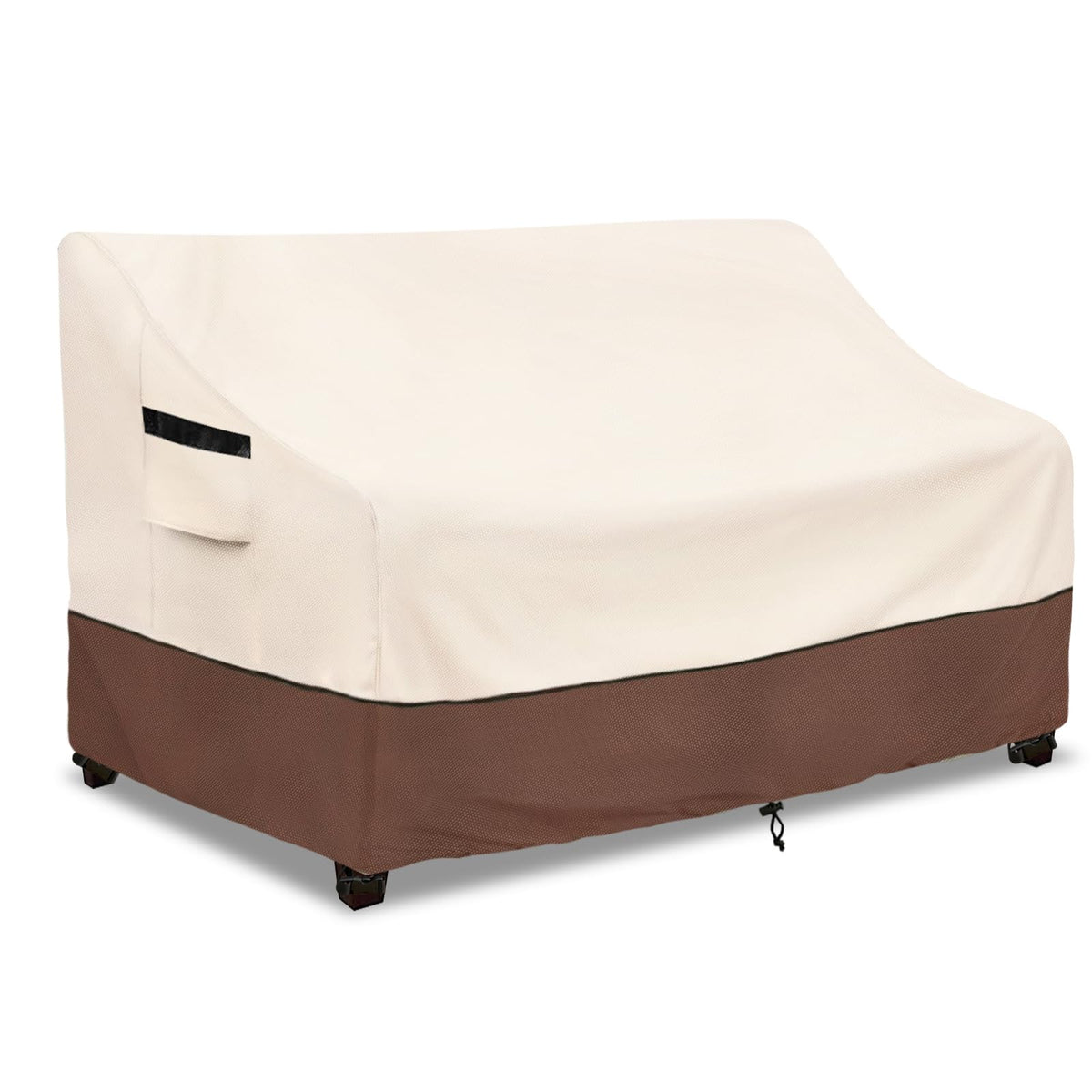 LSongSKY Patio 3-Seater Sofa Cover beige and brown front view