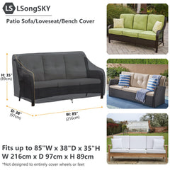 LSongSKY Patio 3-Seater Sofa Cover displayed on a sofa