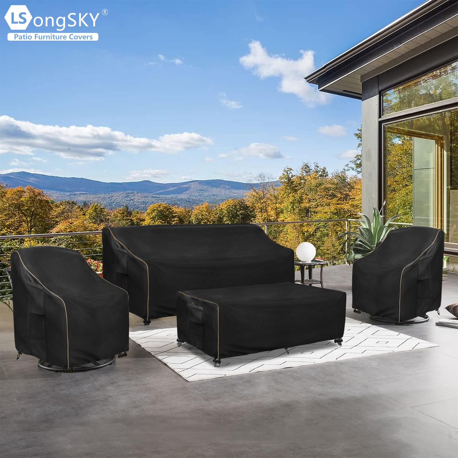 LSongSKY Patio 3-Seater Sofa Cover with air vents
