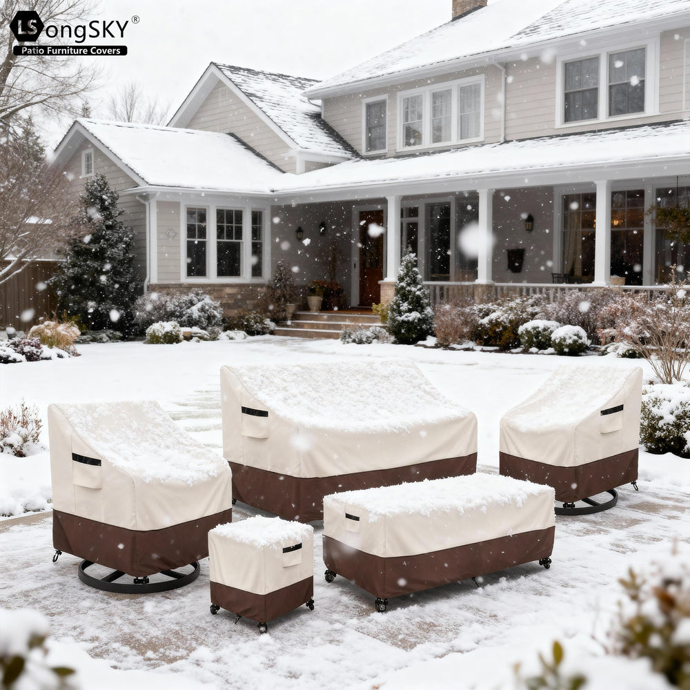 LSongSKY Patio Sofa Cover displaying dimensions