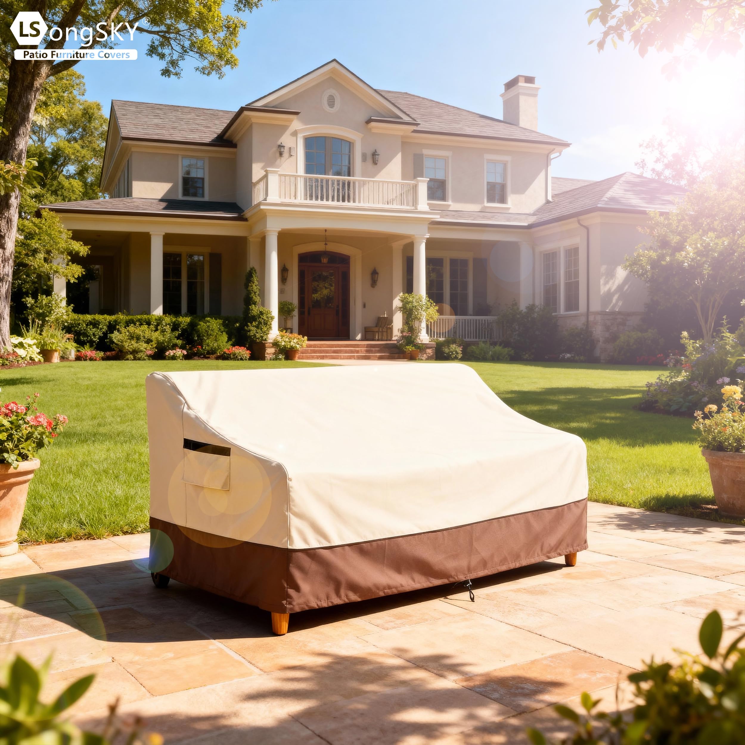 LSongSKY Patio Sofa Cover packaged with storage bag