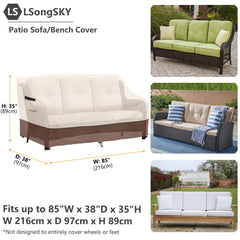 LSongSKY Patio Sofa Cover with drawstring hem