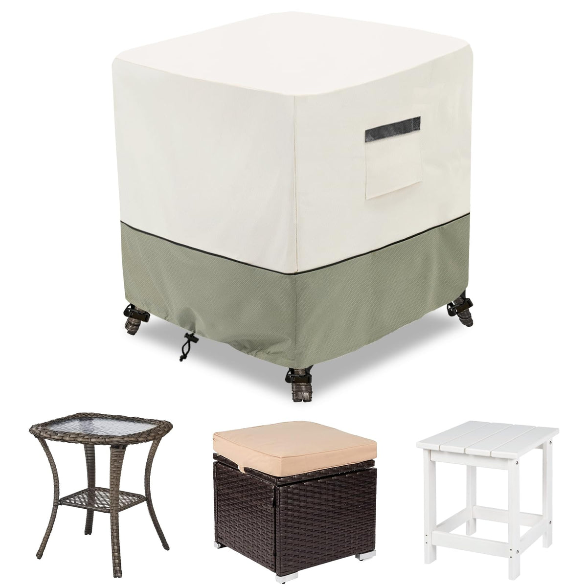 LSongSKY Patio Wicker Side Table Cover front view