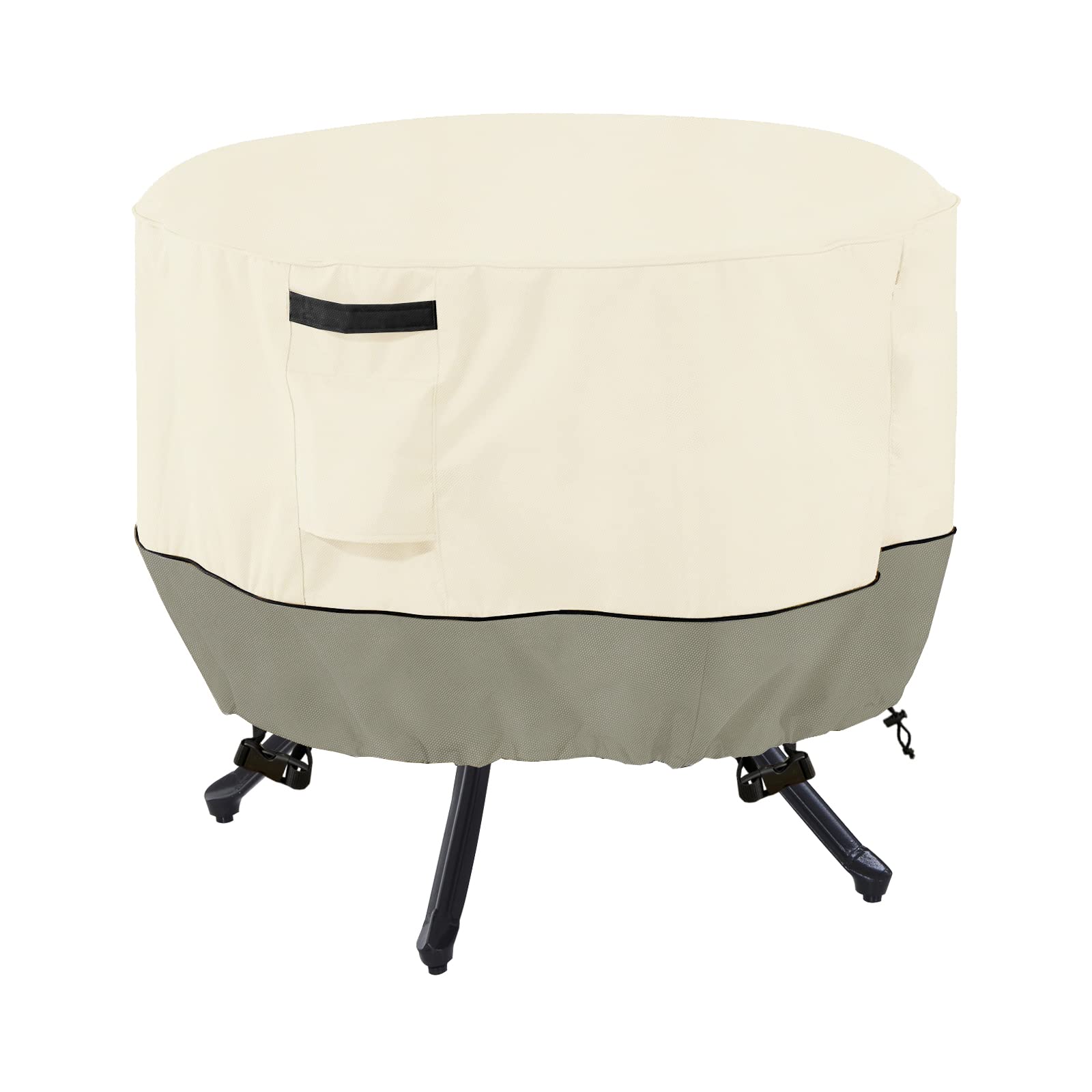 LSongSKY Round Patio Table Cover beige and grayish green front view
