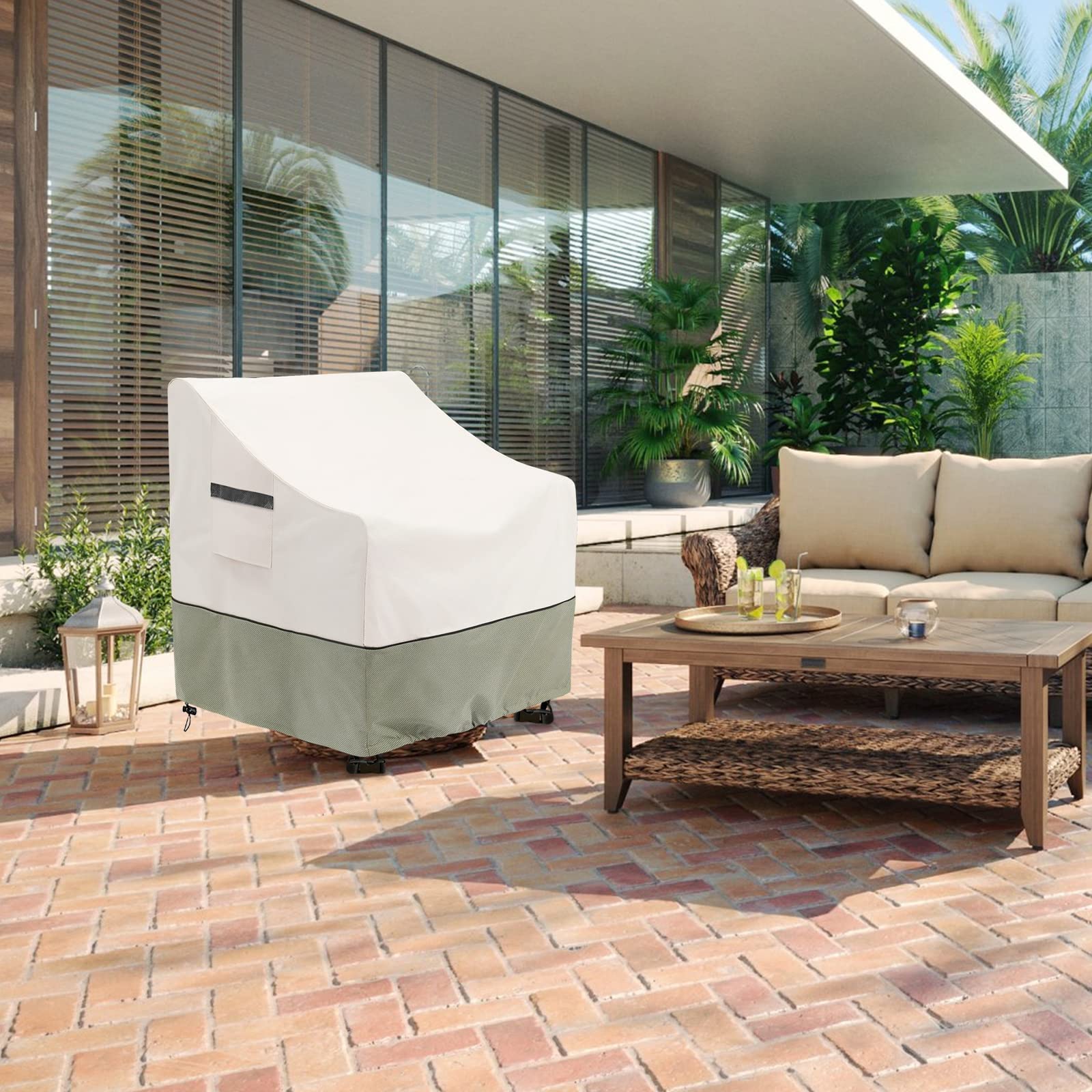 LSongSKY Swivel Lounge Chair Cover detail of drawstring hem
