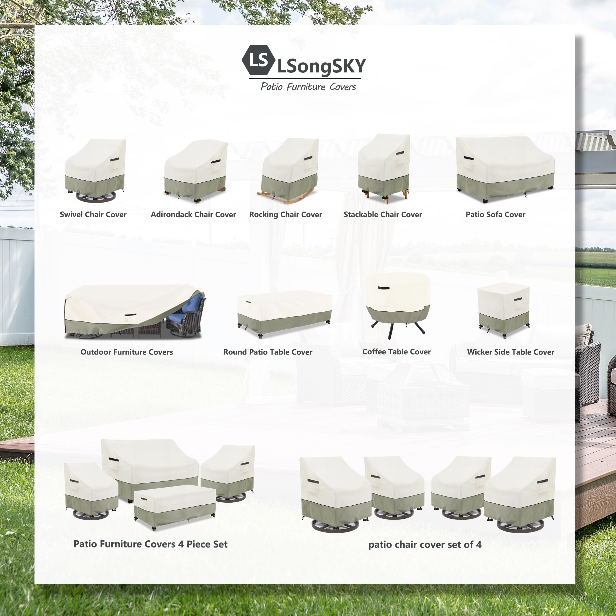 LSongSKY waterproof sofa cover showing drawstring hem