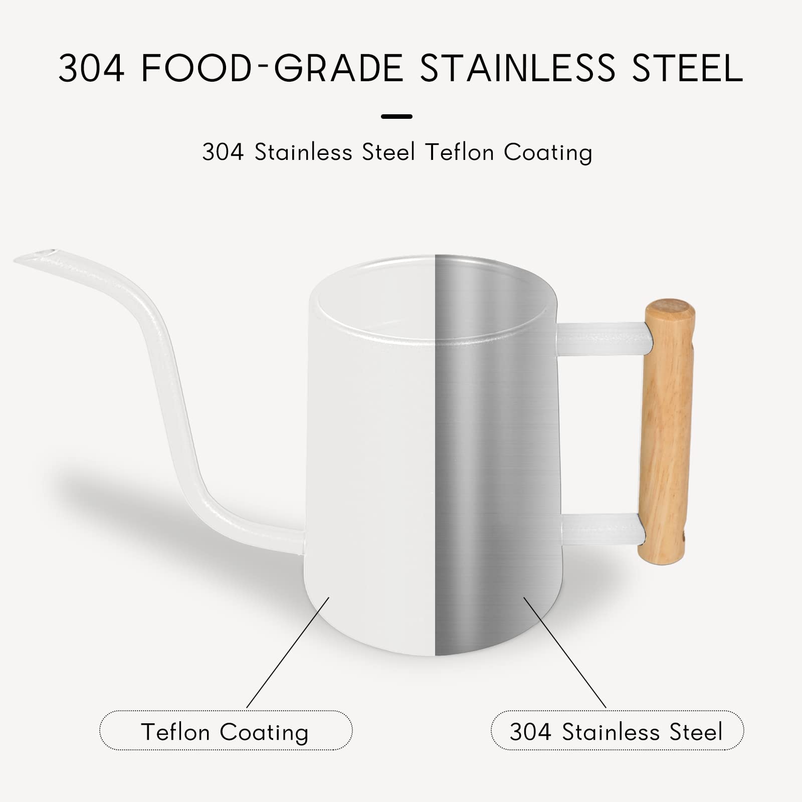 LTSUMI stainless steel watering can from the side