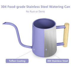 LTSUMI stainless steel watering can on garden table