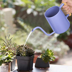 LTSUMI watering can with long spout and wooden handle