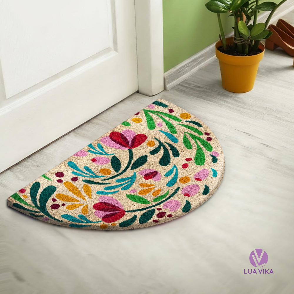 LUA VIKA Coir Doormat Flora showing vibrant design