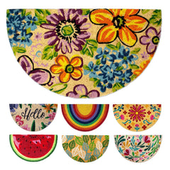 LUA VIKA Coir Doormat front view with floral design