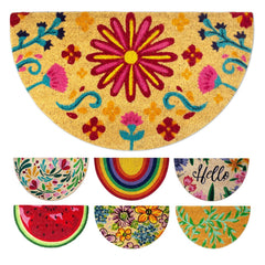 LUA VIKA Coir Doormat with flowery design front view