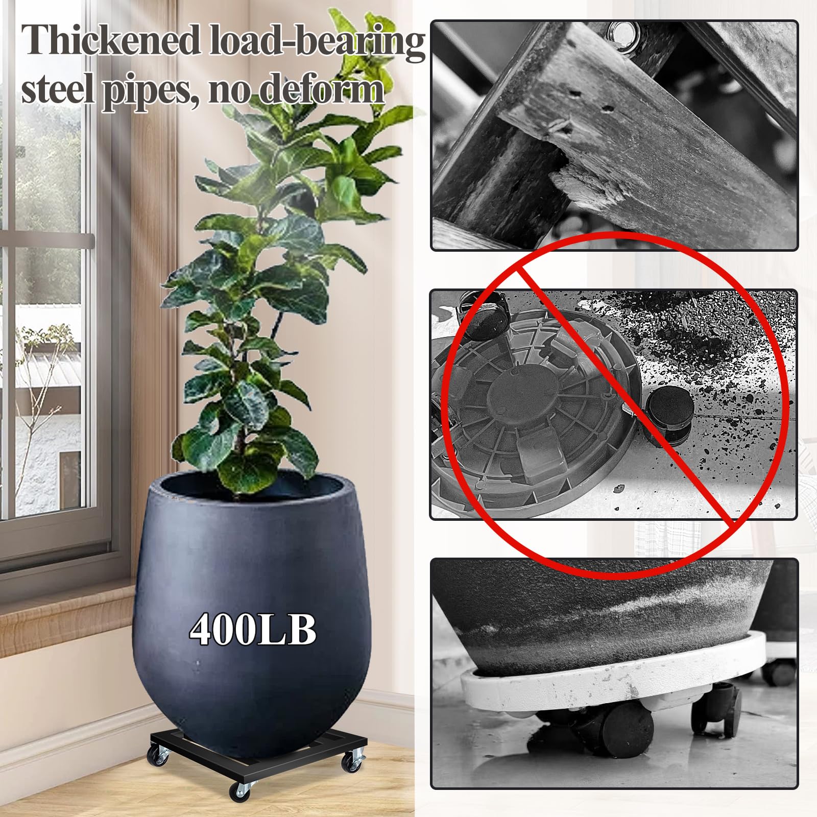 LUBORN Heavy Duty Plant Caddy in garden setting