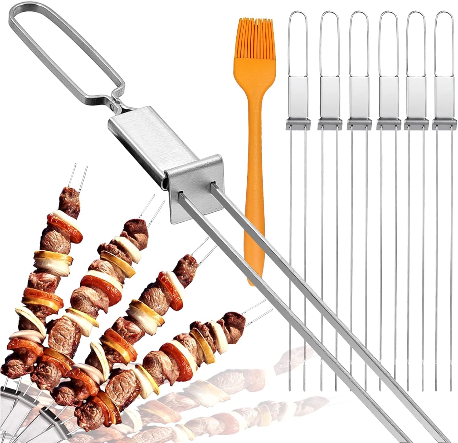 Lucalda 17-inch metal skewer front view with sliding mechanism