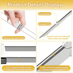 Lucalda double-pronged stainless steel skewer with food