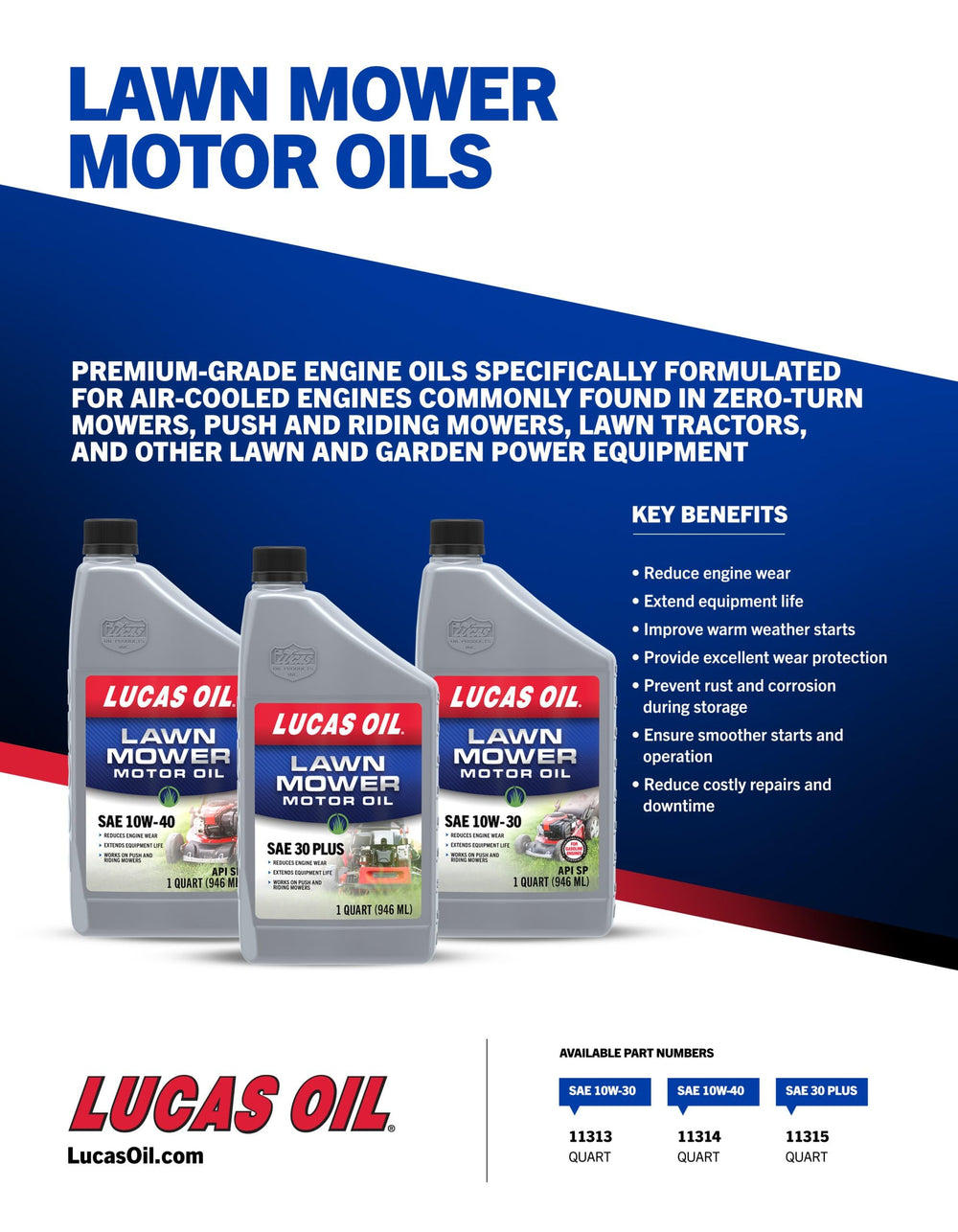 Lucas Oil 11315 SAE 30 Lawn Mower Oil in outdoor setting